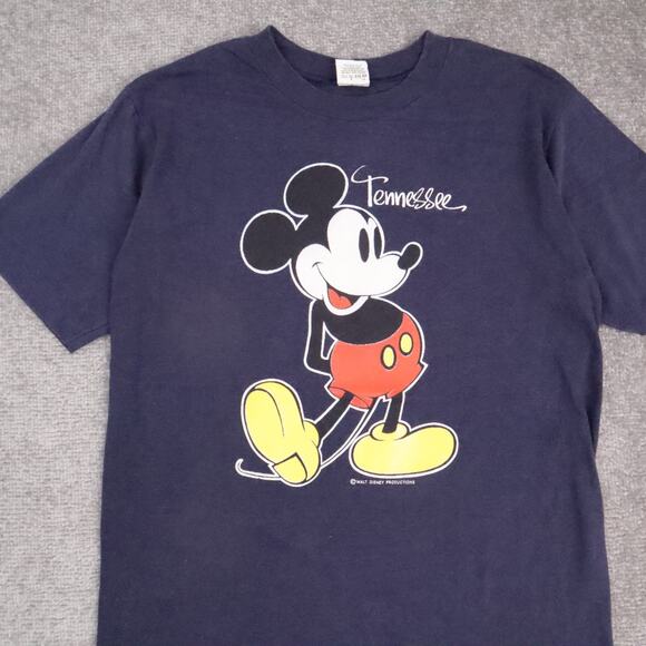 VTG 80s Velva Sheen Mickey Mouse Tennessee Medium Blue Short Sleeve T-Shirt - Picture 5 of 9